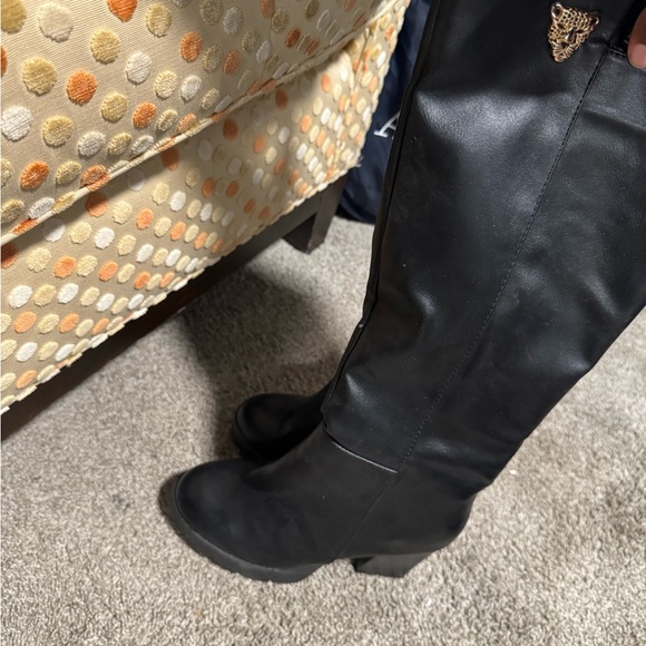 Black Knee-High Boots with Logo - Picture 1 of 7